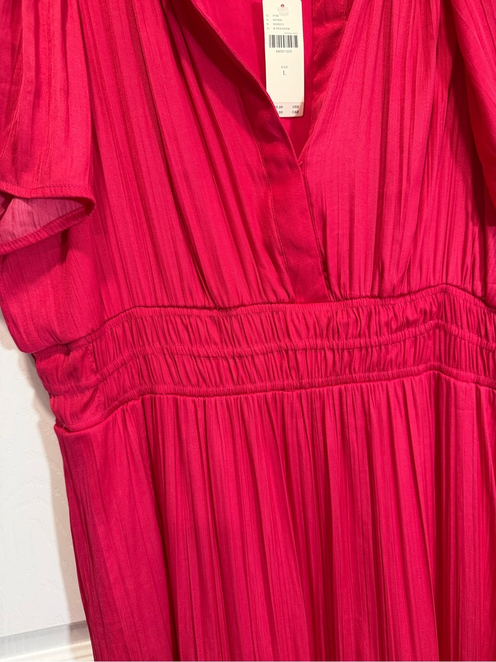 Anthropologie Somerset Maxi Dress Pink Satin Smocked Waist Pockets NWT L - Picture 11 of 14